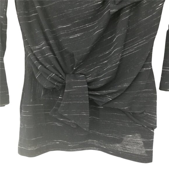 Vanessa Virginia Anthro Draped Bow Shirt Size S Heathered Space Dye Black Tied - Picture 4 of 12